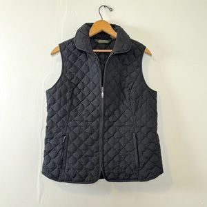 Black Eddie Bauer quilted goose down zip up vest outdoors women’s medium casual